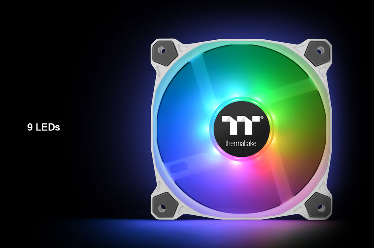 Thermaltake Pure 12 ARGB White 5V Motherboard Sync/Analog Controller 16.8 Million Colors 9 Addressable LEDs 120mm Hydraulic Bearing Case/Radiator Fan, 3 Pack, CL-F127-PL12SW-A 3 image